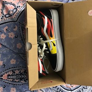 Vans black with flame
